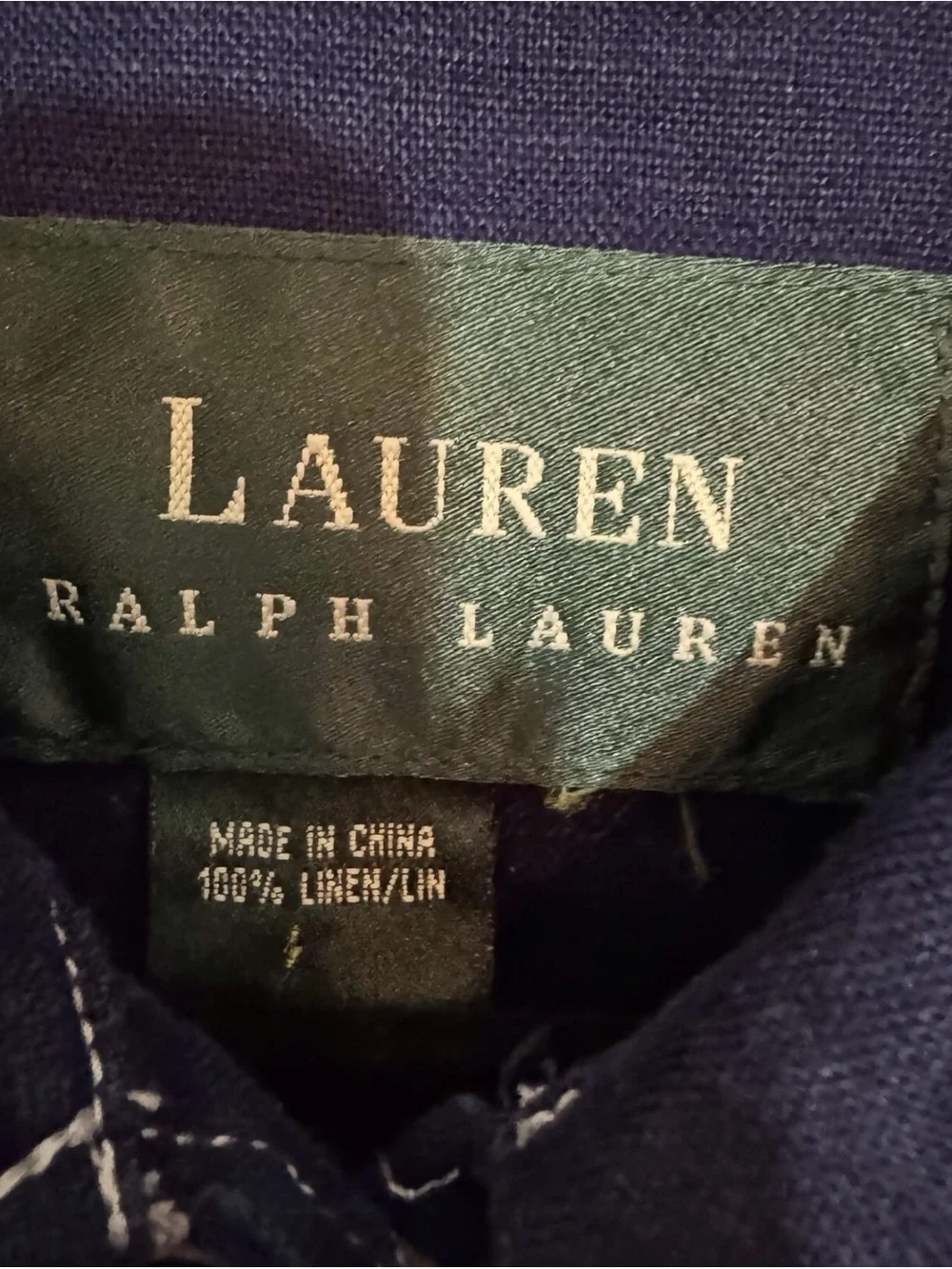 Lauren Ralph Lauren Size Small Blue Linen Jacket Stitch Pockets Western Denim - Picture 5 of 5